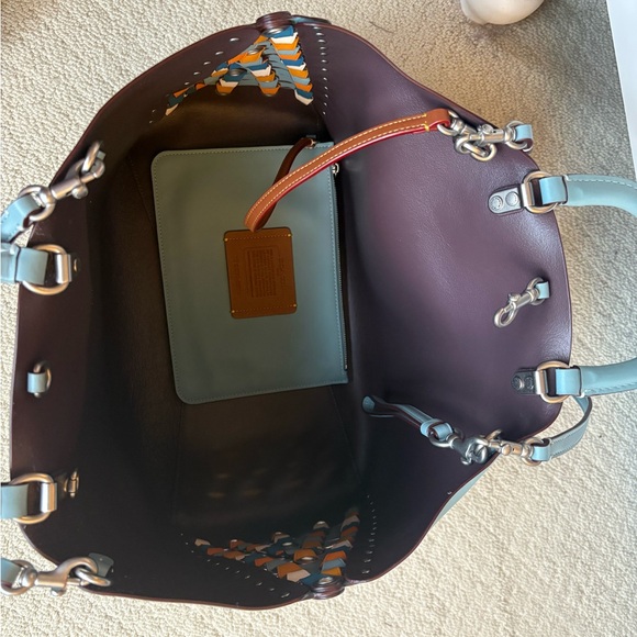 Coach Blue Rogue Tote With Unique Colorful Side Details - Picture 5 of 8